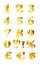 Gold Numbers And Currency Symbols