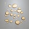 Gold oil bubbles or droplets dissolved in water