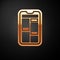 Gold Online shopping on mobile phone icon isolated on black background. Internet shop, mobile store app and payments