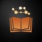 Gold Open book icon isolated on black background. Vector Illustration