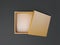 Gold open empty squares cardboard box top view. Mockup template for design products, package, branding, advertising