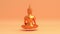 Gold orange relaxing meditating gautama buddha statue in lotus yoga position