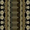 Gold ornamental 3d floral borders seamless pattern. Greek modern surface lace background. Repeat decorative border