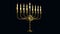 gold ornamental hanukkiah shining isolated - object 3D illustration