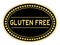 Gold oval label sticker with word gluten free on white background