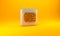 Gold Package with cocaine icon isolated on yellow background. Health danger. Silver square button. 3D render