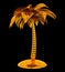 Gold palm tree stylized island tropical plant nature yellow metallic