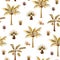 Gold palm trees seamless patterns. wild nature summer background