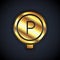 Gold Parking icon isolated on black background. Street road sign. Vector