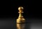 Gold pawn chess, standing against black background