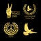 Gold peace day logos set
