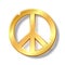 Gold peace symbol isolated on white background