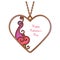 Gold pendant in the shape of heart with abstract enamel decor. Valentine\'s day template with place for text.