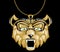Gold pendant a tiger with emerald eyes