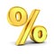 Gold percent or % sign isolated over white