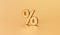 Gold percentage or business tax percent sign symbol on golden background with discount rate concept. 3D rendering