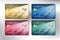 Gold, pink, green and blue color credit card vector design