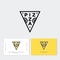 Gold Pizza logo. Traditional pizza style. Simple linear stamp style. Italian traditional food emblem.