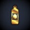 Gold Plastic beer bottle icon isolated on black background. Vector