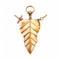 Gold Plated Leaf Charm With Fine Feather Details