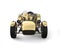 Gold plated vintage sport open wheel racing car - front view