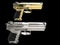Gold and platinum modern semi auto guns - side by side