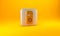 Gold Please do not disturb icon isolated on yellow background. Hotel Door Hanger Tags. Silver square button. 3D render