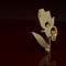 Gold Poison flower icon isolated on brown background. Minimalism concept. 3D render illustration