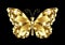 Gold polygonal butterfly on black background