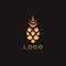 Gold premium royal ornamental pineapple with crown spikes logo design