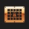 Gold Prison window icon isolated on black background. Long shadow style. Vector
