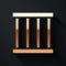 Gold Prison window icon isolated on black background. Long shadow style. Vector