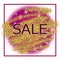 Gold and purple sale background in frame