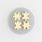 Gold puzzles icon. 3d rendering gray round key button, interface ui ux element