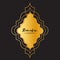 Gold Ramadan Kareem Greeting card with geometric graphic arabic arabesque pattern.