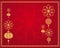 Gold red Chinese New Year background with lantern, cloud. Editable vector, illustration.