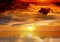 Gold  red pink yellow sunset on dramatic skyat sea sunbeam  nature landscape seascape weather forecas