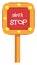 Gold and red sign saying Santa stop vector illustration on a