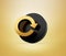 Gold Refresh, reload, rotate icon dispatching from black icon 3d illustration