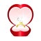 Gold ring with heart gemstone