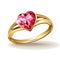 Gold ring with pink heart gemstone