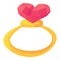 Gold ring with pink heart gemstone icon