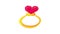 Gold ring with pink heart gemstone icon animation