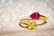 Gold ring with teardrop ruby stone