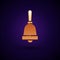Gold Ringing bell icon isolated on black background. Alarm symbol, service bell, handbell sign, notification symbol