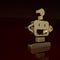 Gold Robot toy icon isolated on brown background. Minimalism concept. 3D render illustration