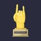 Gold rock star trophy music hand note best entertainment win achievement clef and sound shiny golden melody success