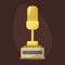 Gold rock star trophy music microphone best entertainment win achievement clef and sound shiny golden melody success