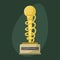 Gold rock star trophy music microphone best entertainment win achievement clef and sound shiny golden melody success