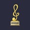 Gold rock star trophy music notes best entertainment win achievement clef and sound shiny golden melody success prize